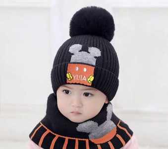 Fiúk és lányok rátétes sál és sapka készlet