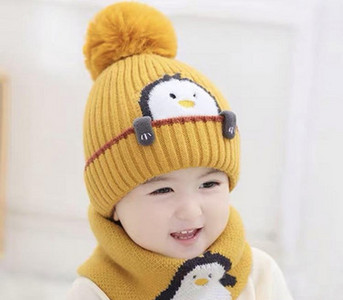 Fiúk és lányok rátétes sál és sapka készlet