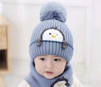 Fiúk és lányok rátétes sál és sapka készlet