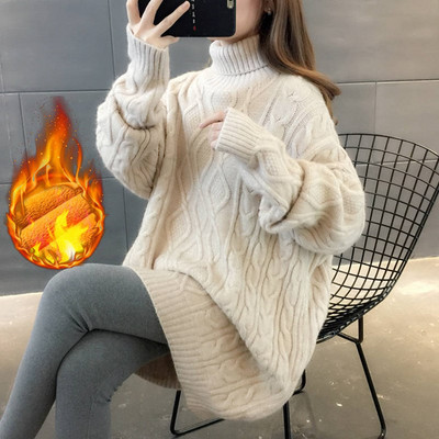 Női magas gallérú kötött kismama pulóver