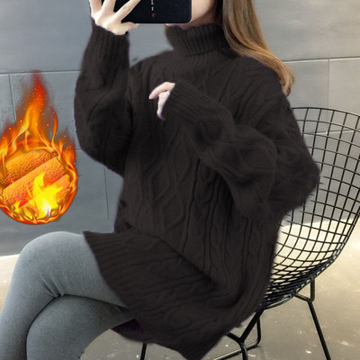 Női magas gallérú kötött kismama pulóver