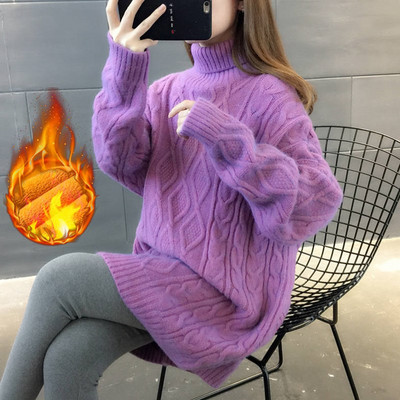 Női magas gallérú kötött kismama pulóver