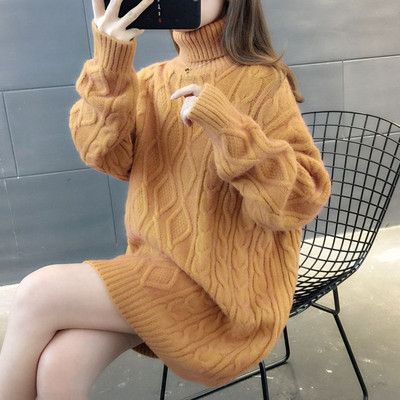 Női magas gallérú kötött kismama pulóver