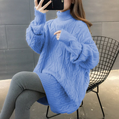 Női magas gallérú kötött kismama pulóver