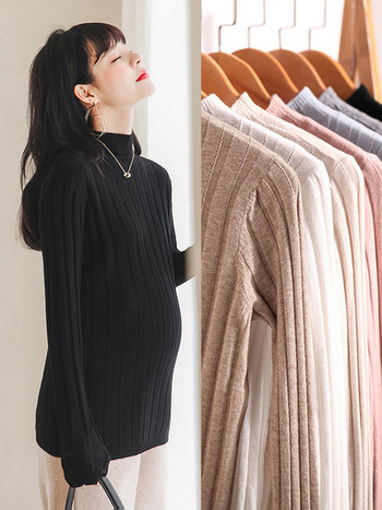 Γυναικείο πουλόβερ με ψηλό γιακά για εγκύους