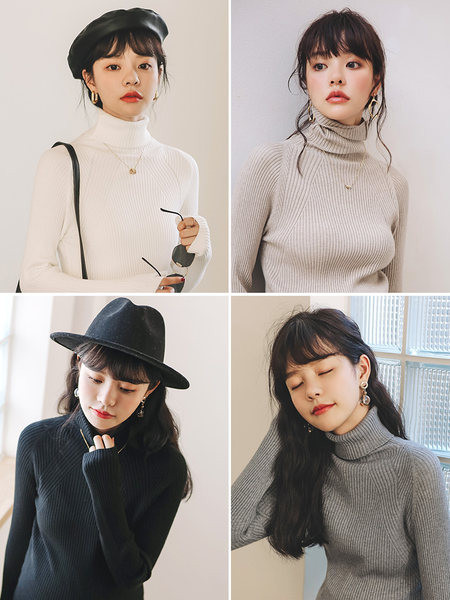 Női magas gallérú pulóver terhes nők számára