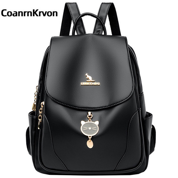 Γυναικείο σακίδιο πλάτης με μεταλλικό μενταγιόν