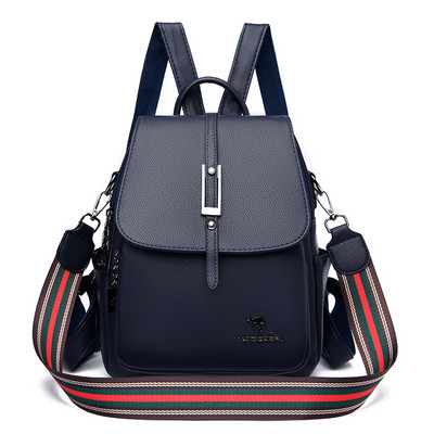 Sieviešu monohromatiska eko ādas mugursoma ar rāvējslēdzēju