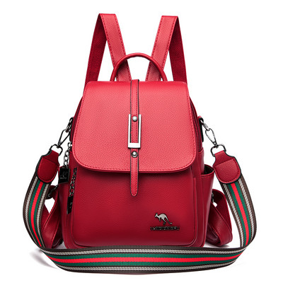 Sieviešu monohromatiska eko ādas mugursoma ar rāvējslēdzēju