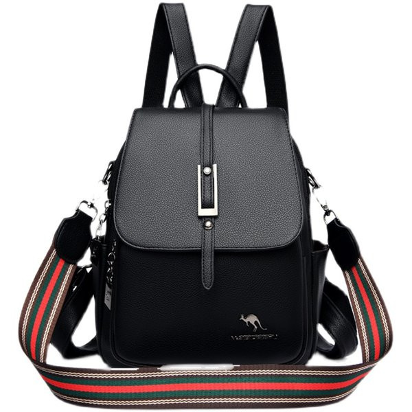 Sieviešu monohromatiska eko ādas mugursoma ar rāvējslēdzēju