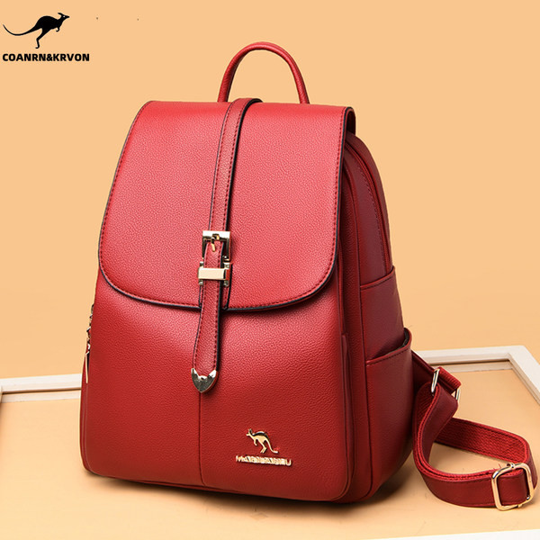 Γυναικείο σακίδιο πλάτης από οικολογικό δέρμα με τσέπη και φερμουάρ