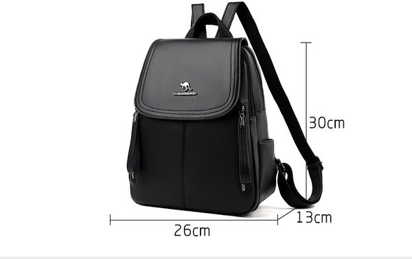 Vienkrāsaina sieviešu mugursoma no eko ādas ar rāvējslēdzēju