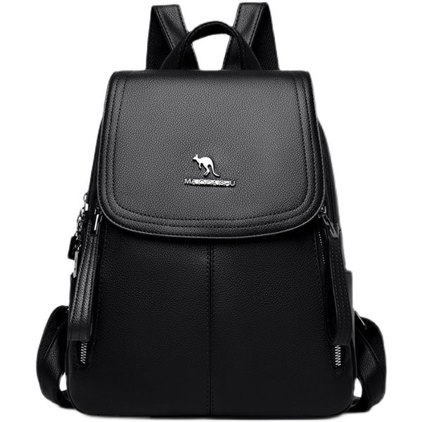 Vienkrāsaina sieviešu mugursoma no eko ādas ar rāvējslēdzēju