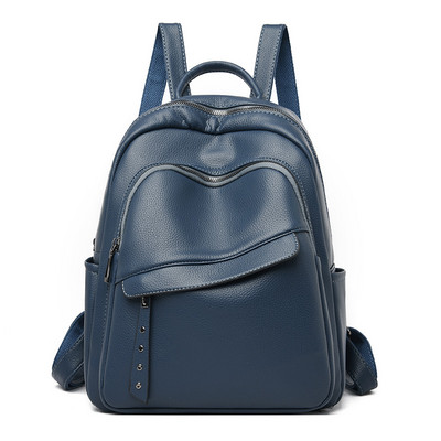 Sieviešu ikdienas eko ādas mugursoma ar kabatu un rāvējslēdzēju