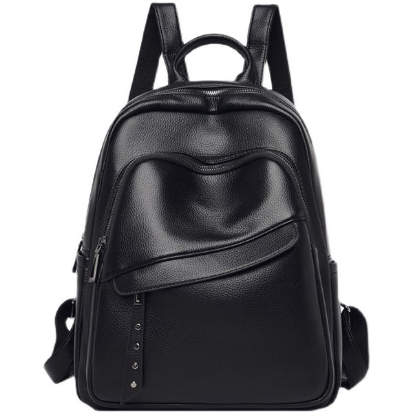 Sieviešu ikdienas eko ādas mugursoma ar kabatu un rāvējslēdzēju