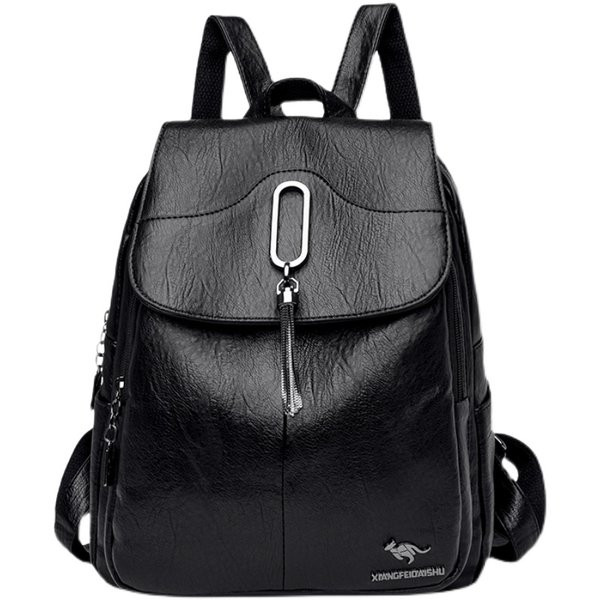 Női bőr hátizsák cipzárral