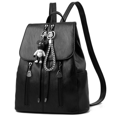 Ženski ležerni ruksak od eko kože s prednjim džepom i patentnim zatvaračem