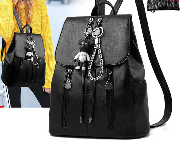 Ženski ležerni ruksak od eko kože s prednjim džepom i patentnim zatvaračem