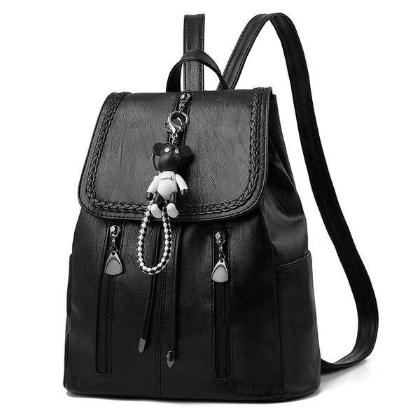 Ženski ležerni ruksak od eko kože s prednjim džepom i patentnim zatvaračem