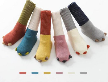Едноцветни зимни бебешки чорапи за момчета и момичета 