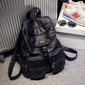 Sieviešu ikdienas eko ādas mugursoma ar kabatu