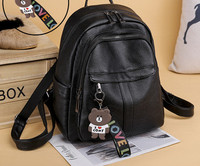 Sieviešu melna ādas mugursoma