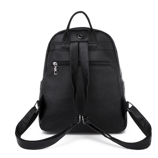 Sieviešu melna ādas mugursoma