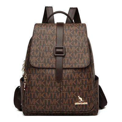 Női alkalmi eco bőr hátizsák csattal és felirattal