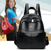 Ikdienas sieviešu mugursoma ar vairākiem nodalījumiem - eko āda