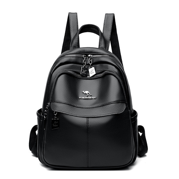 Ikdienas sieviešu mugursoma ar vairākiem nodalījumiem - eko āda