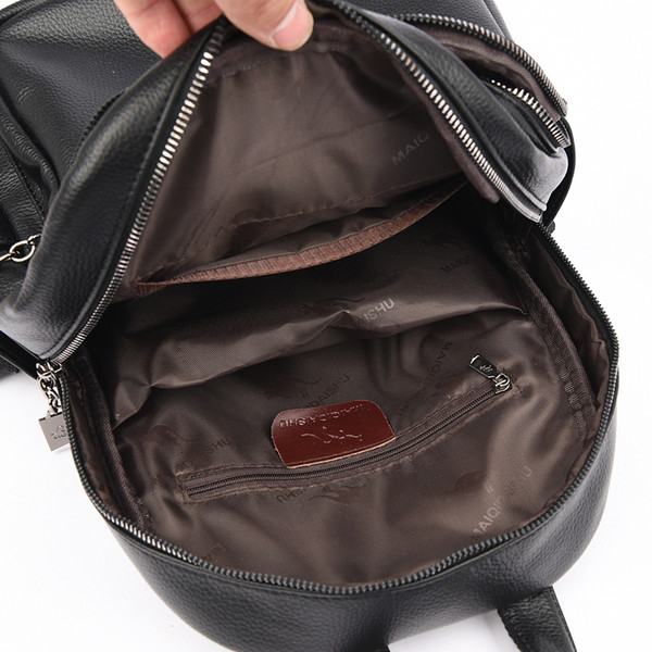 Ikdienas sieviešu mugursoma ar vairākiem nodalījumiem - eko āda