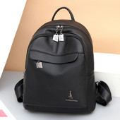 Öko bőrből készült női hátizsák két cipzárral és egy külső zsebbel