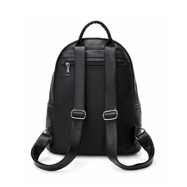 Öko bőrből készült női hátizsák két cipzárral és egy külső zsebbel