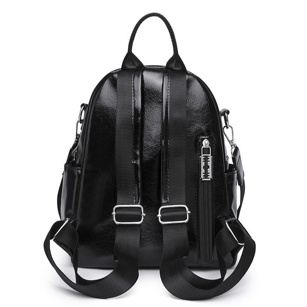 Γυναικείο σακίδιο πλάτης από οικολογικό δέρμα - με φερμουάρ και πέτρες