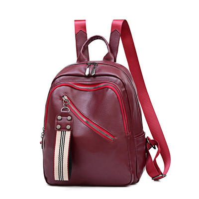 Jauna modeļa sieviešu mugursoma no eko ādas ar priekšējo kabatu ar rāvējslēdzēju