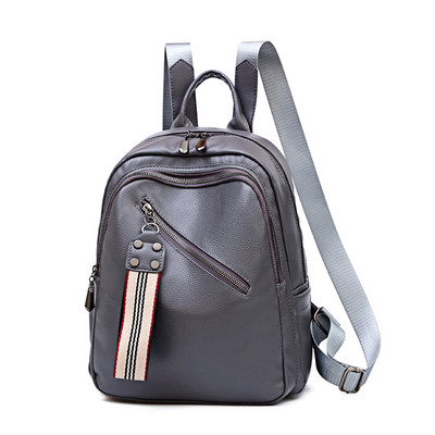 Jauna modeļa sieviešu mugursoma no eko ādas ar priekšējo kabatu ar rāvējslēdzēju