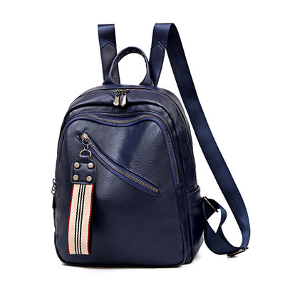 Jauna modeļa sieviešu mugursoma no eko ādas ar priekšējo kabatu ar rāvējslēdzēju