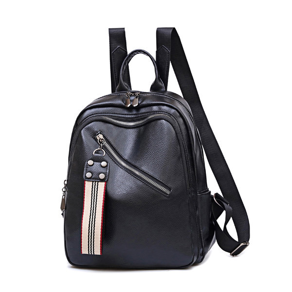 Jauna modeļa sieviešu mugursoma no eko ādas ar priekšējo kabatu ar rāvējslēdzēju