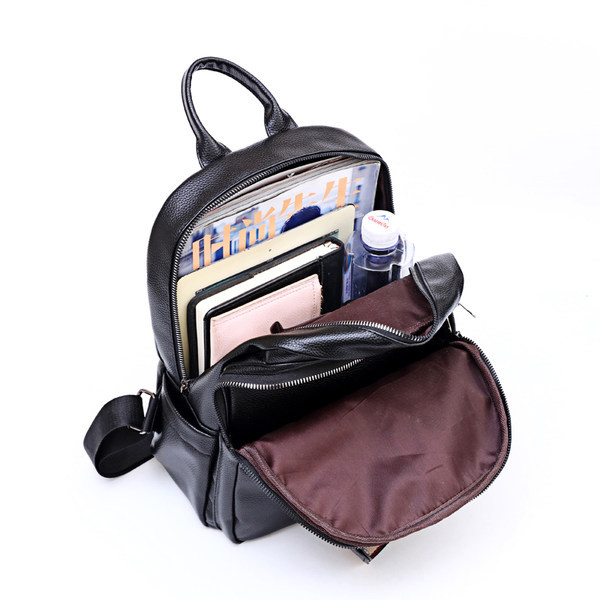 Jauna modeļa sieviešu mugursoma no eko ādas ar priekšējo kabatu ar rāvējslēdzēju