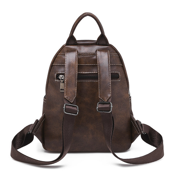 Retro modell női eko bőr hátizsák cipzárral