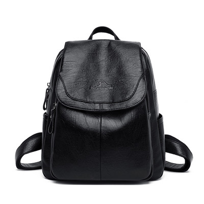 Női öko bőr hátizsák külső zsebbel