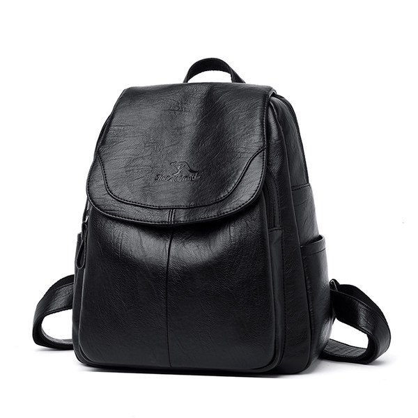 Női öko bőr hátizsák külső zsebbel