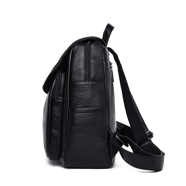 Női öko bőr hátizsák külső zsebbel