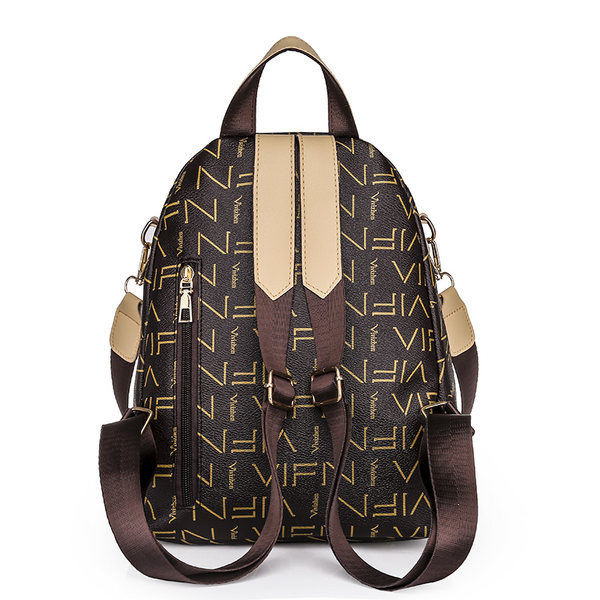 Sieviešu mugursoma - ar apdruku un rāvējslēdzēju