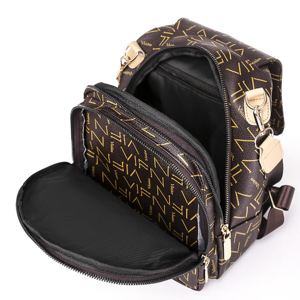 Sieviešu mugursoma - ar apdruku un rāvējslēdzēju