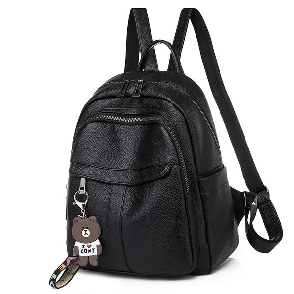 Sieviešu mugursoma no eko ādas un priekšējā kabata ar rāvējslēdzēju