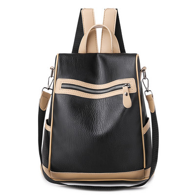 Női öko-bőr hátizsák cipzárral, alkalmi modell