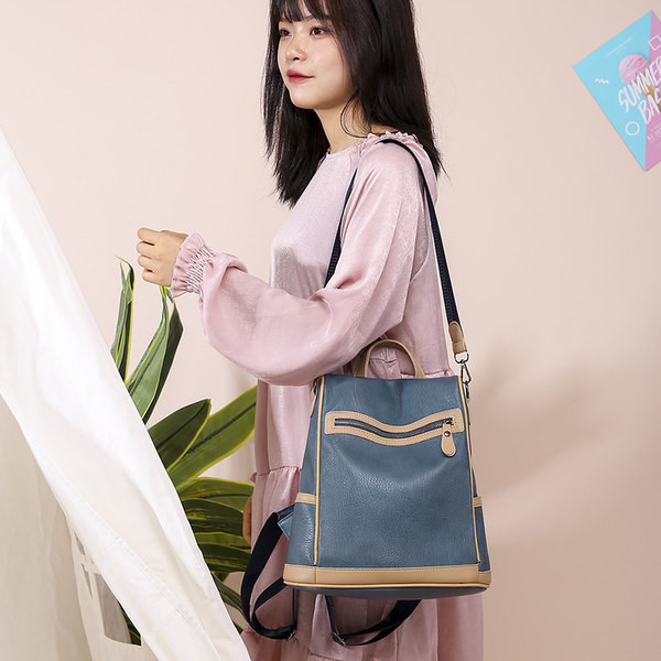 Női öko-bőr hátizsák cipzárral, alkalmi modell