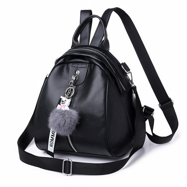 Divatos női öko bőr hátizsák kulcstartóval