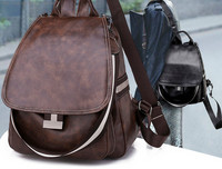 Ikdienas sieviešu eko ādas mugursoma - melnā un brūnā krāsā